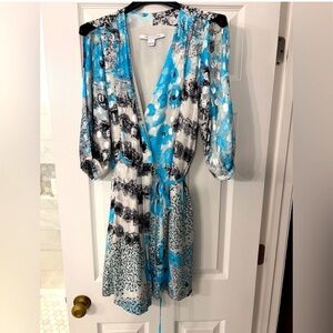 DVF Diane Von Furstenberg Silk Textured Wrap Dress